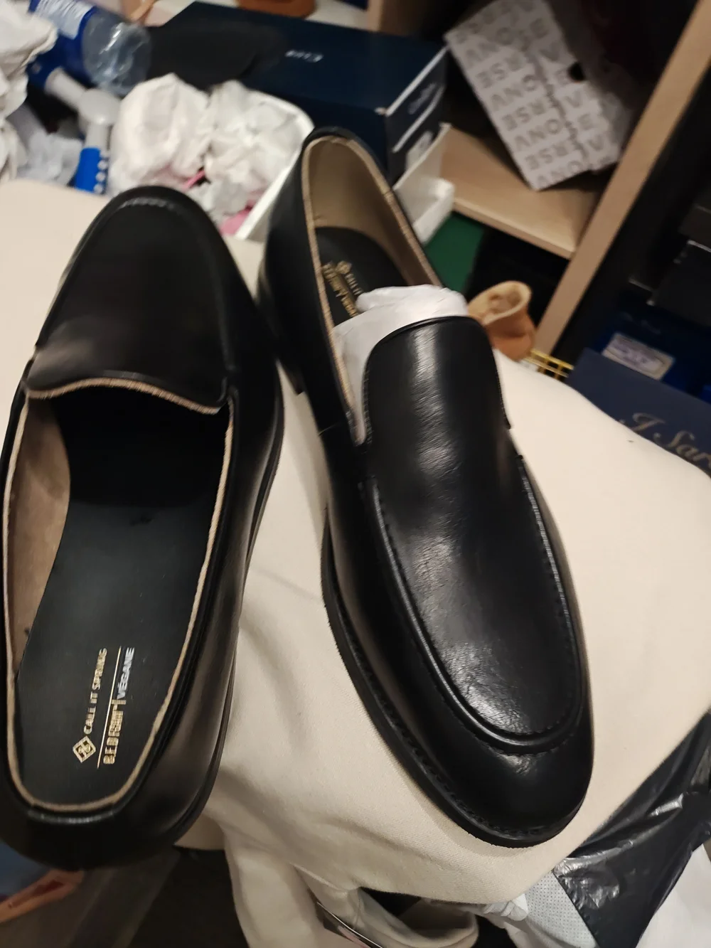 Call It Spring Black Leather Slip-On Men’s Loafers 13